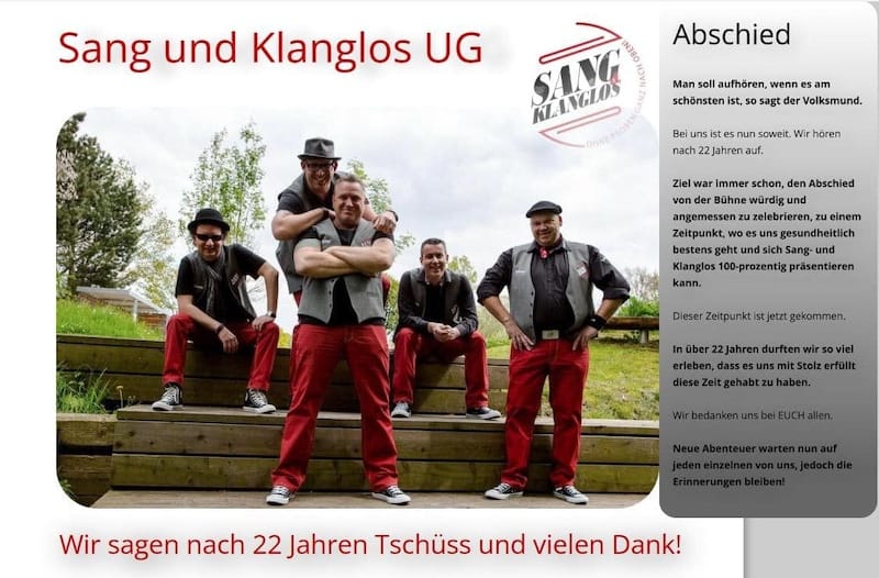 Sang und Klanglos sagt Tschüss