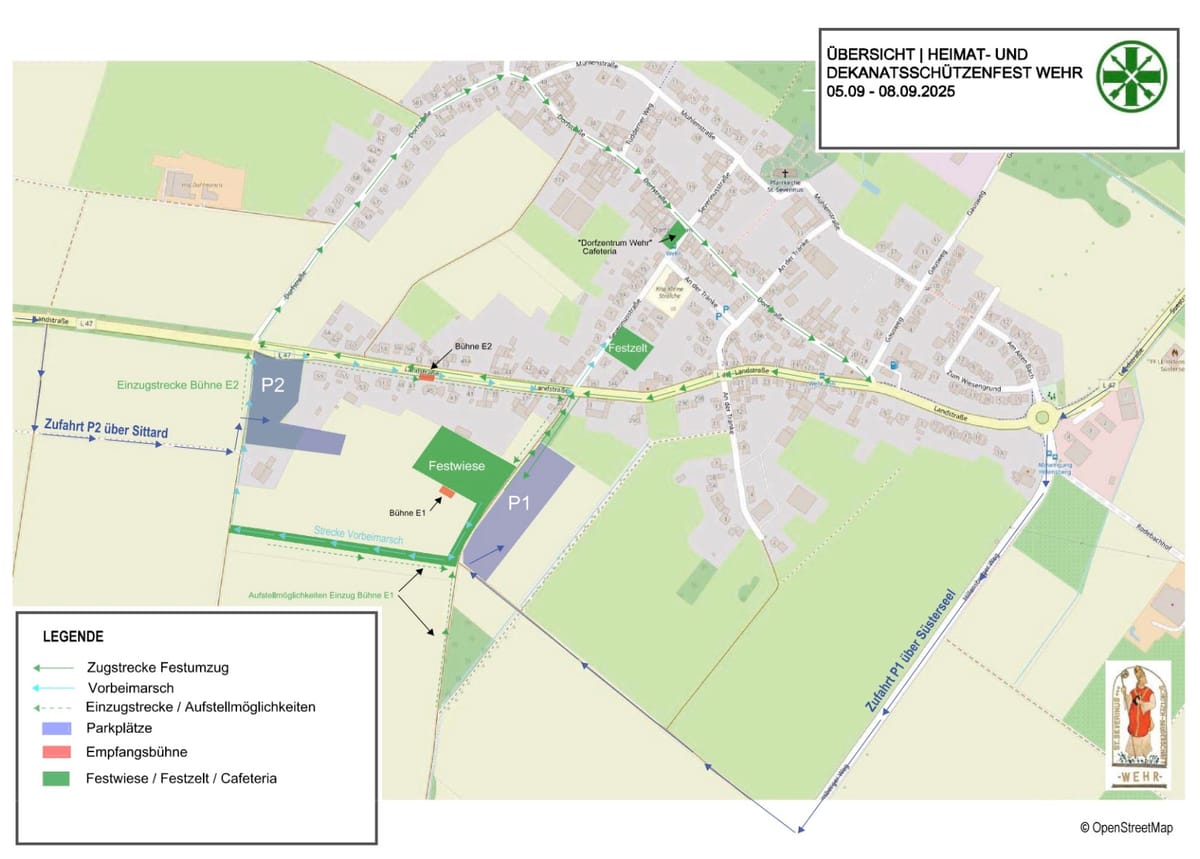 Heute großer Festumzug in Wehr - mit Lageskizze
