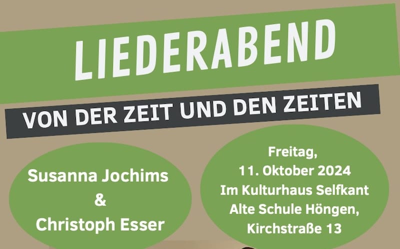 Ankündigung Liederabend Von der Zeit und den Zeiten 2024