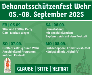 Vorbericht zum 2. Heimat- und Dekanatsschützenfest vom 5. bis 8. September 2025 in Wehr