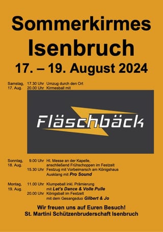 Save The Date!!!  Kirmes Isenbruch 17. - 19.08.24