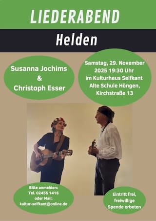 Ankündigung Liederabend Helden am 29. November 2025