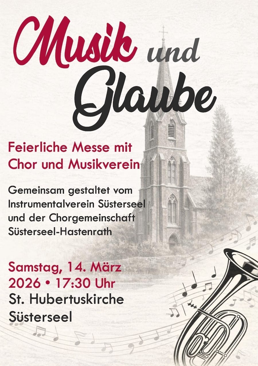 Einladung zur heiligen Messe und Jahreshauptversammlung des Instrumentalvereins Süsterseel 1968 e. V.