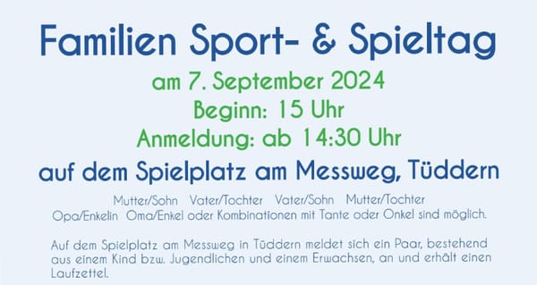 Familien Sport- & Spieltag am 7. September 2024