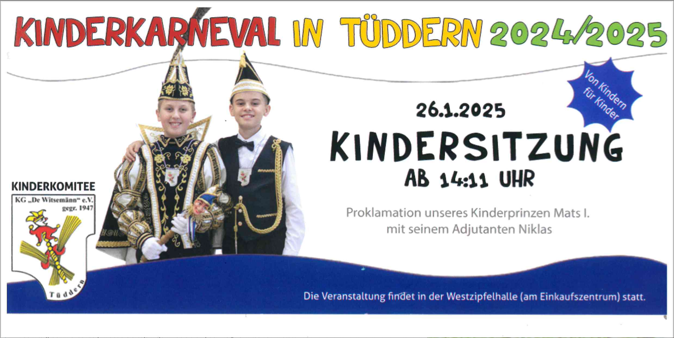Große Kindersitzung der KG "De Witsemänn" Tüddern