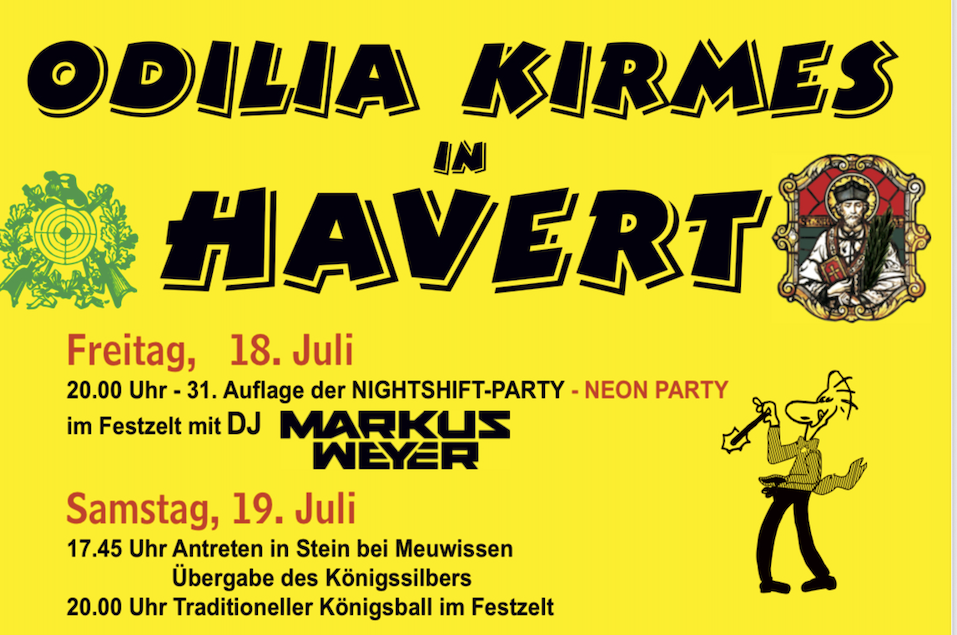 Pressemitteilung zur Odiliakirmes in Havert vom 18. bis 21. Juli