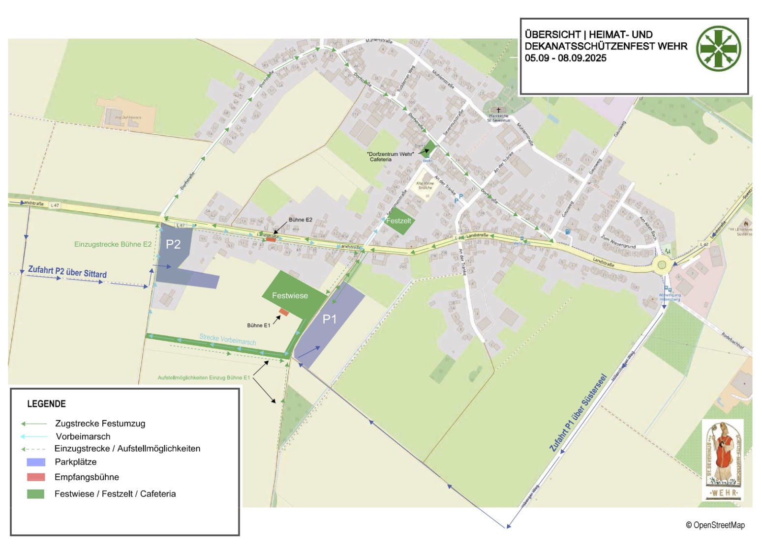 Heute großer Festumzug in Wehr - mit Lageskizze