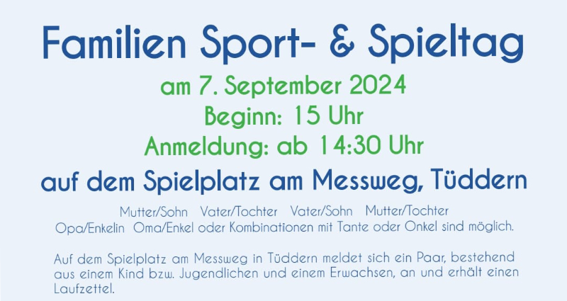 Familien Sport- & Spieltag am 7. September 2024